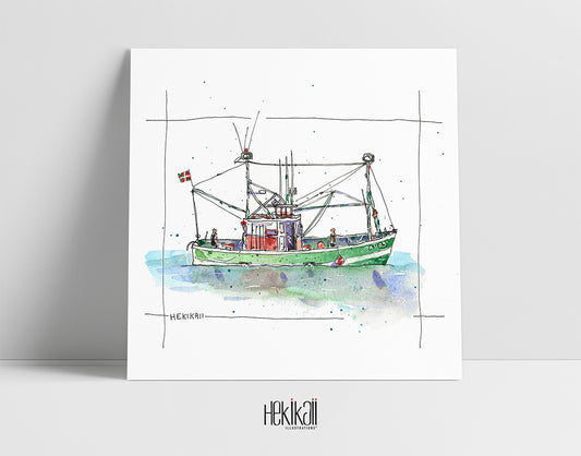 Bateau de pêche basque - aquarelle