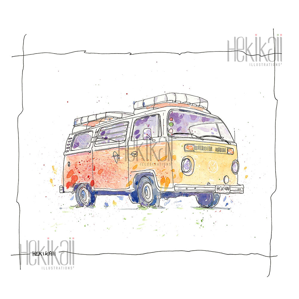 Combi Van - aquarelle