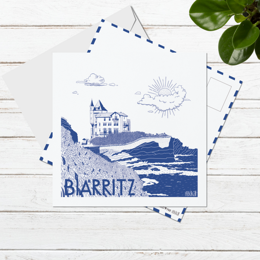 Biarritz -Villa Belza- Collection Blue Print - Carte Postale